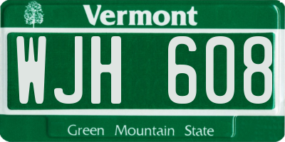 VT license plate WJH608