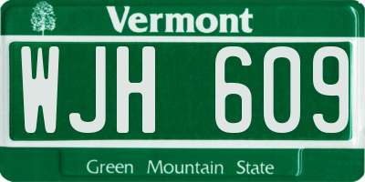 VT license plate WJH609