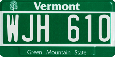 VT license plate WJH610