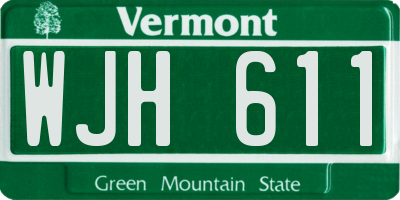 VT license plate WJH611