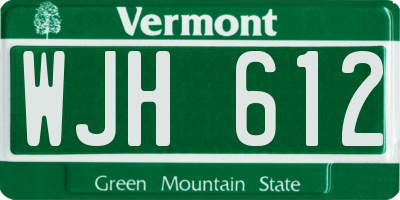 VT license plate WJH612