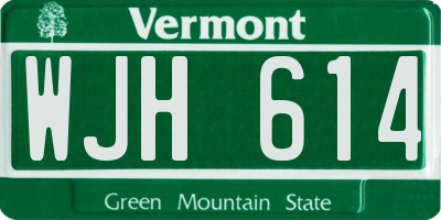 VT license plate WJH614