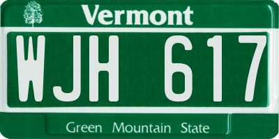 VT license plate WJH617