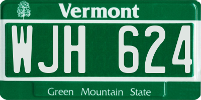 VT license plate WJH624