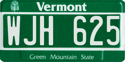 VT license plate WJH625
