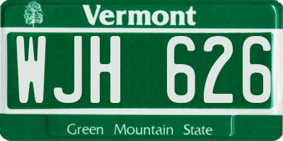 VT license plate WJH626