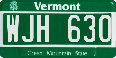 VT license plate WJH630