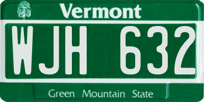 VT license plate WJH632