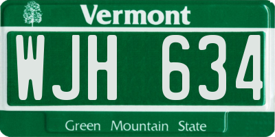 VT license plate WJH634