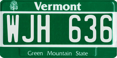 VT license plate WJH636