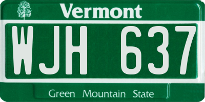 VT license plate WJH637
