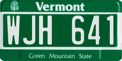 VT license plate WJH641