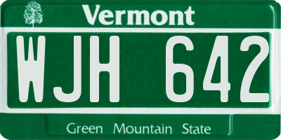 VT license plate WJH642