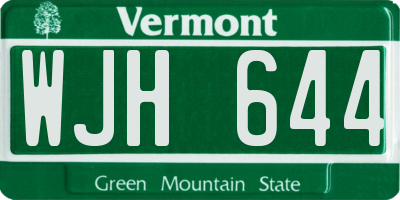 VT license plate WJH644