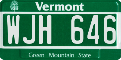 VT license plate WJH646