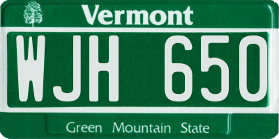 VT license plate WJH650