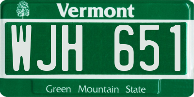 VT license plate WJH651