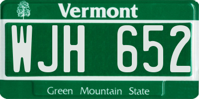 VT license plate WJH652
