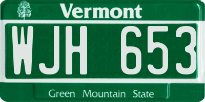 VT license plate WJH653
