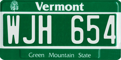 VT license plate WJH654
