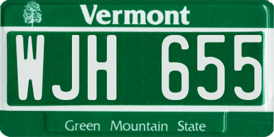 VT license plate WJH655