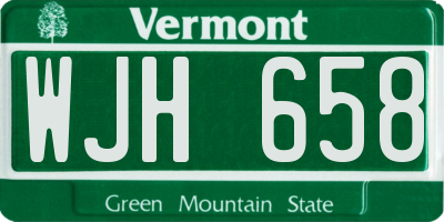 VT license plate WJH658