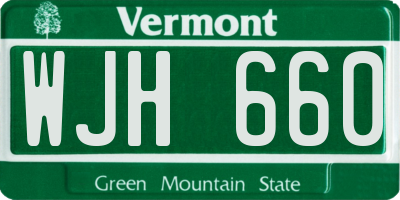 VT license plate WJH660