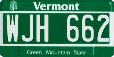 VT license plate WJH662