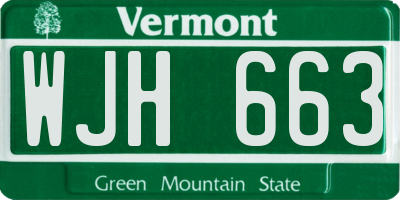 VT license plate WJH663
