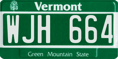 VT license plate WJH664