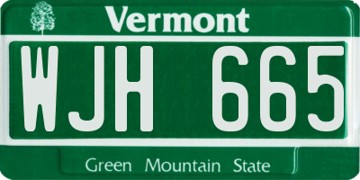 VT license plate WJH665