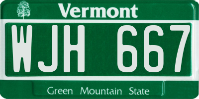 VT license plate WJH667