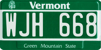 VT license plate WJH668
