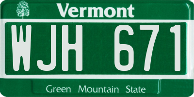 VT license plate WJH671