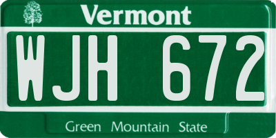 VT license plate WJH672