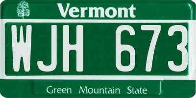 VT license plate WJH673