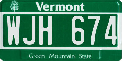 VT license plate WJH674