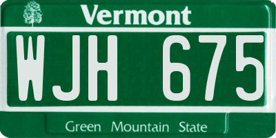 VT license plate WJH675
