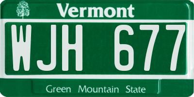 VT license plate WJH677