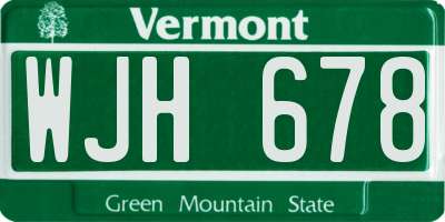 VT license plate WJH678