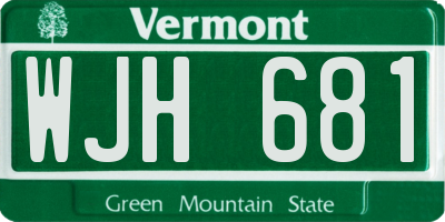 VT license plate WJH681