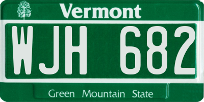 VT license plate WJH682