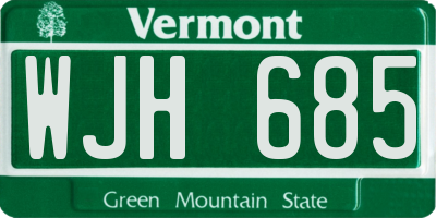 VT license plate WJH685
