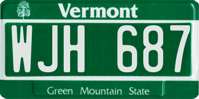 VT license plate WJH687