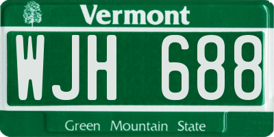 VT license plate WJH688