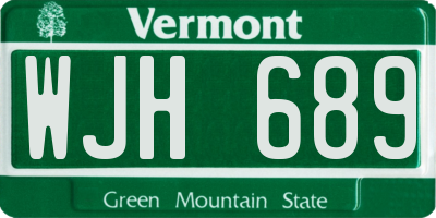 VT license plate WJH689