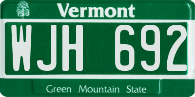 VT license plate WJH692