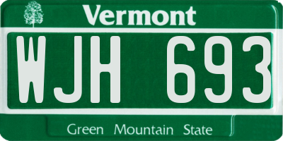 VT license plate WJH693