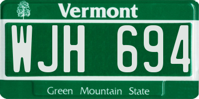 VT license plate WJH694