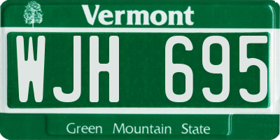 VT license plate WJH695